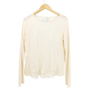 Sundance Simple Splendor Ivory 100% Linen Lace Back Long Sleeve Shirt Size‎ M
